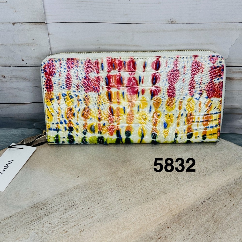 Brahmin Melbourne SKYLER Lg Wristlet Travel Wallet CELEBRATE Rainbow Tie-Dye NWT
